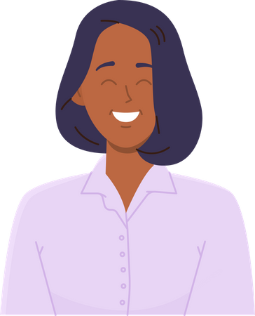 Happy smiling woman expressing positive emotions feeling joy and calmness  Illustration