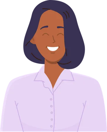 Happy smiling woman expressing positive emotions feeling joy and calmness  Illustration