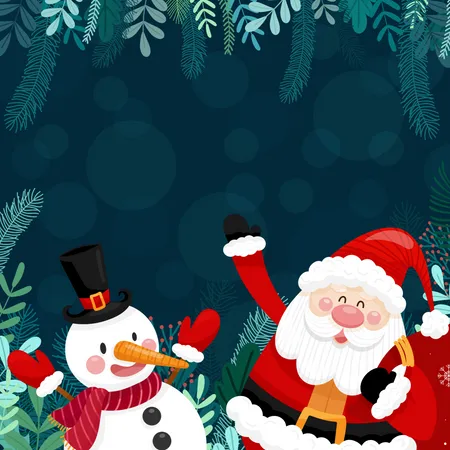 Happy snowman and santa  Illustration