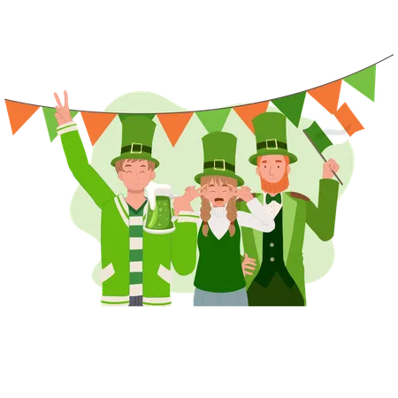 Happy People Celebrate St Patrick Day Irish Festival Of Joy And Tradition 일러스트레이션