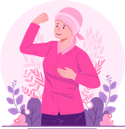 Happy Strong Female Breast Cancer Survivor  Illustration