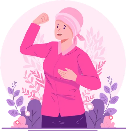 Happy Strong Female Breast Cancer Survivor  Illustration