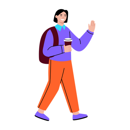 Happy student going to university  Illustration