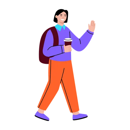 Happy student going to university  Illustration