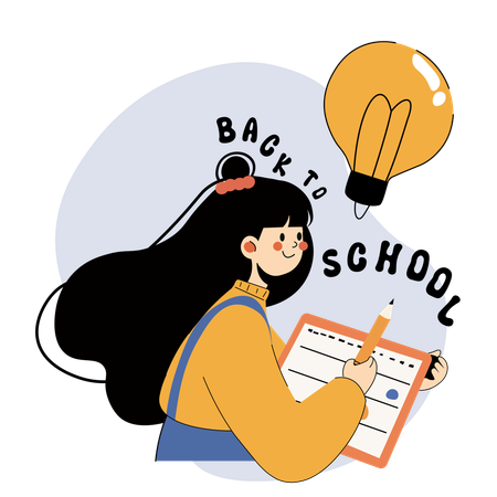 Happy Student Holding a Pencil and Notebook  Illustration