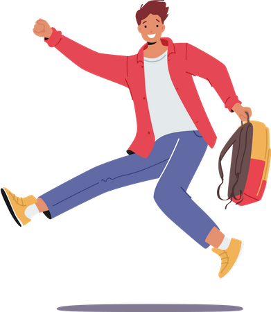 Happy Student Jump in air  Illustration