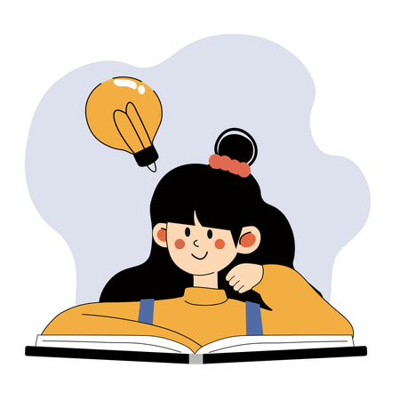 Happy Student with a Light Bulb Idea  Illustration