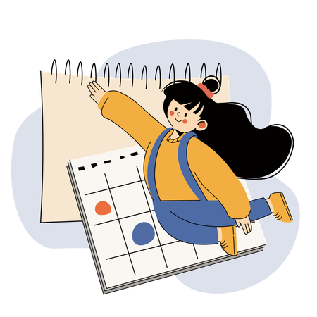 Happy Student with Calendar Marking Back to School Date  Illustration