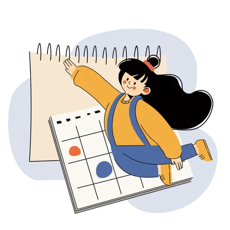 Happy Student with Calendar Marking Back to School Date  Illustration