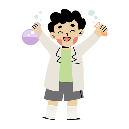 Happy Student with Lab Equipment  Illustration