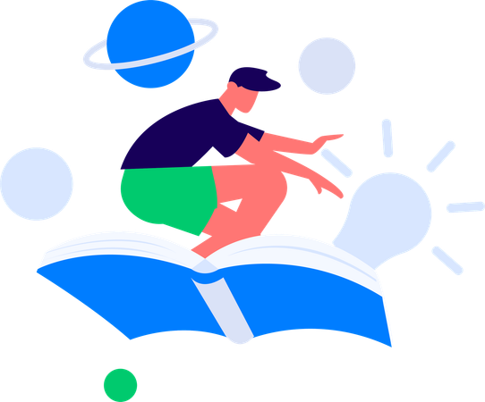 Happy Students Reading Book  Illustration