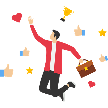 Happy successful businessman with thumbs up  Illustration