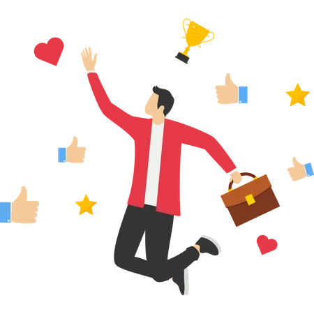 Happy successful businessman with thumbs up  Illustration
