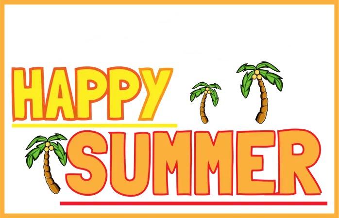 Happy Summer Retro Design Landscape Illustration
