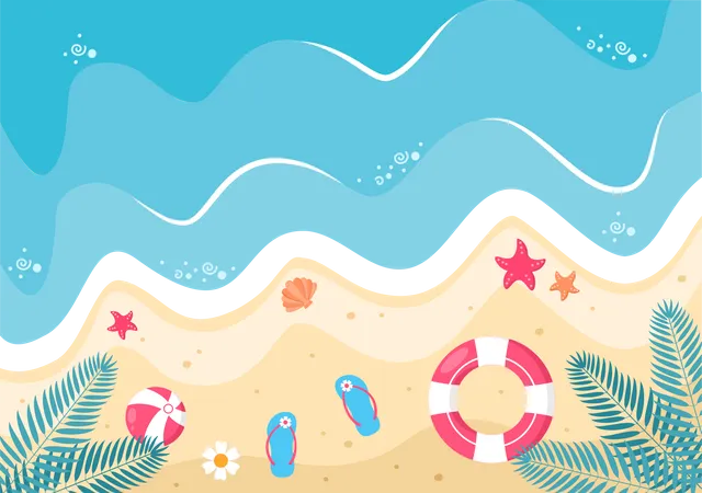 Happy Summer Time In Beach Illustration