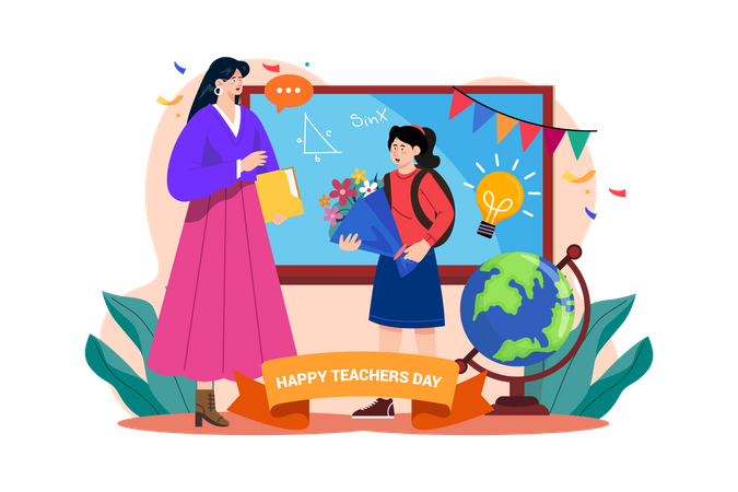 Happy Teacher Day Illustration