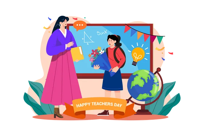 Happy Teacher Day Illustration