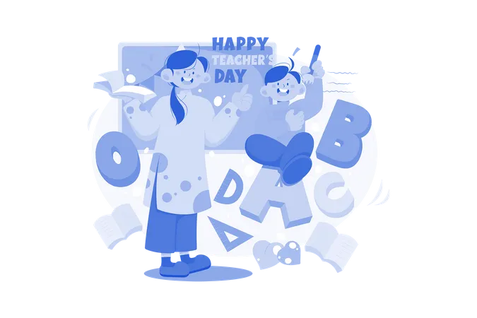 Happy Teacher Day Illustration Concept On White Background Illustration