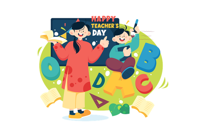 Happy Teacher Day  Illustration