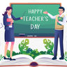 happy teachers day illustration free download