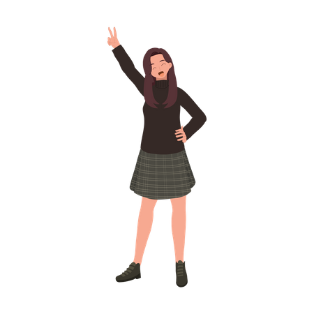 Happy Teenage Woman  Illustration