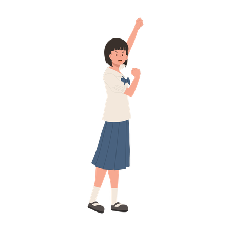 Happy Thai Student doing Let's go  Illustration