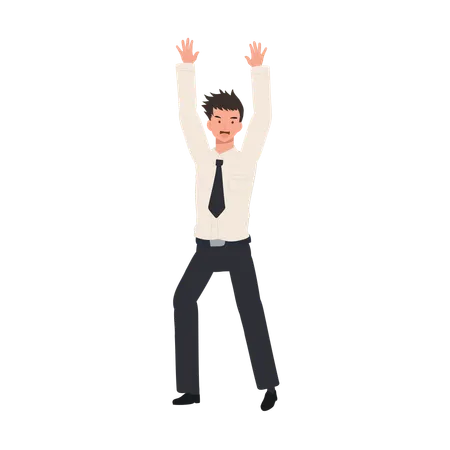 Happy Thai University Student in Uniform Raising Hands Celebrating Success  Illustration