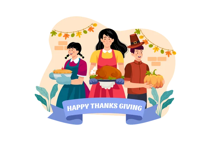 Happy Thanksgiving Day  Illustration