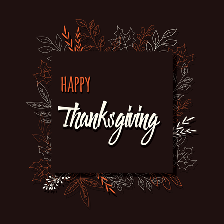 Happy Thanksgiving day card with floral decorative elements, colorful design Illustration
