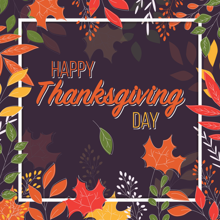 Happy Thanksgiving day card with floral decorative elements, colorful design  Illustration