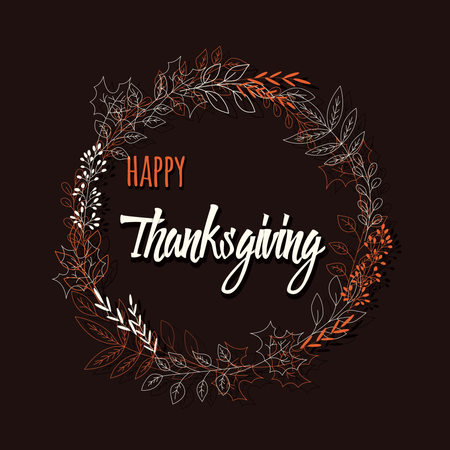 Happy Thanksgiving day card with floral decorative elements, colorful design  Illustration