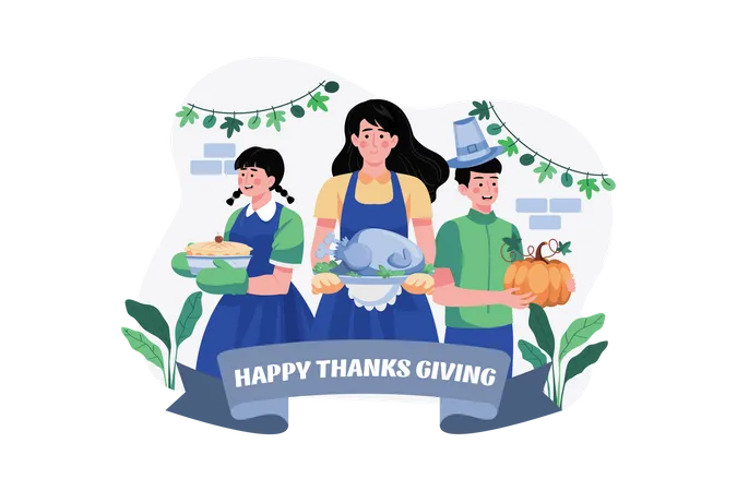 Happy Thanksgiving Day Concept  Illustration