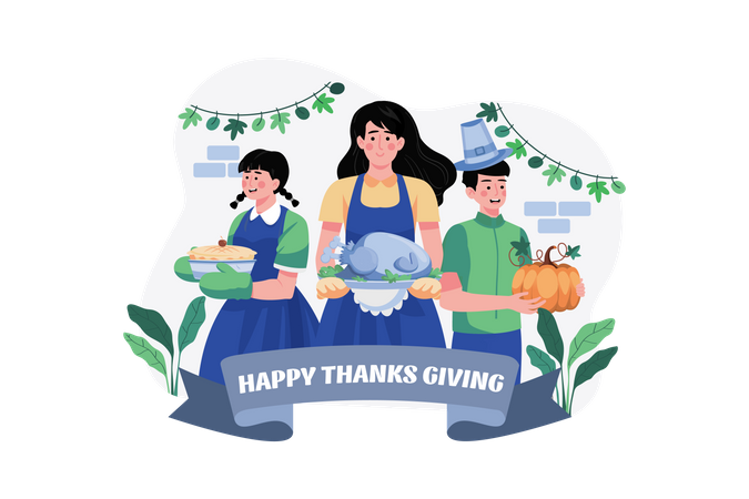 Happy Thanksgiving Day Concept  Illustration