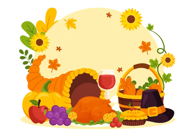 Happy Thanksgiving Day feast  Illustration