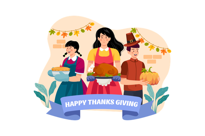 Happy Thanksgiving Day  Illustration