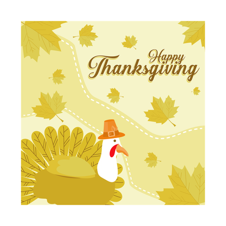 Happy Thanksgiving with turkey  Illustration