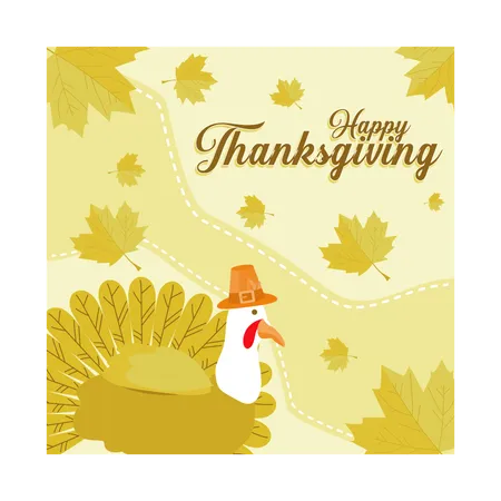 Happy Thanksgiving with turkey  Illustration