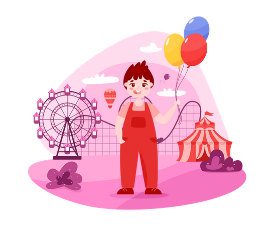 Happy toddler in amusement park Illustration