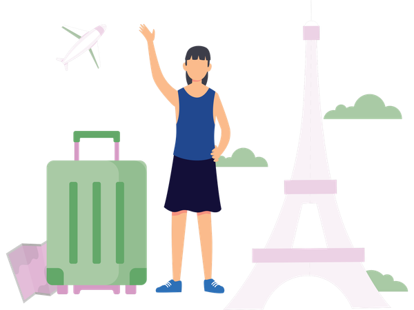 Happy Tourist travelling abroad  Illustration