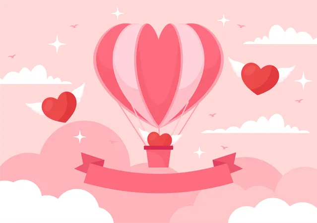 Happy Valentines Day Vector Illustration On February 14 With Heart Or Love For Couple Affection In Flat Valentine Holiday Cartoon Pink Background Illustration