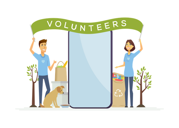 Happy volunteers  Illustration