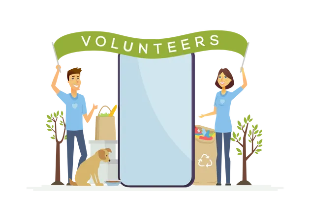 Happy volunteers  Illustration