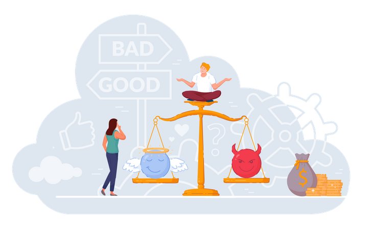 Happy vs bad mood balance  Illustration