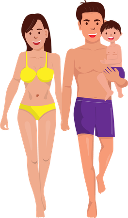 Happy walking along the beach  Illustration