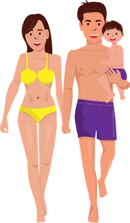 Happy walking along the beach  Illustration