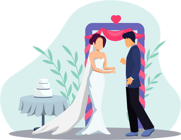 Happy Wedding Couple  Illustration