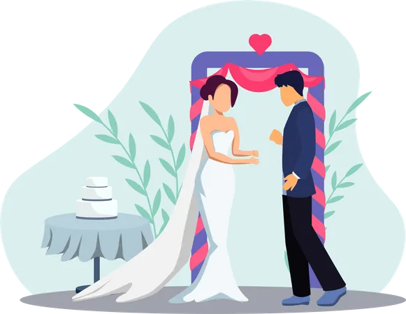 Happy Wedding Couple  Illustration