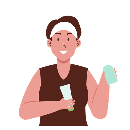 Happy with Skincare Product  Illustration