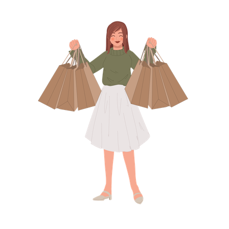 Happy woman after shopping  Illustration