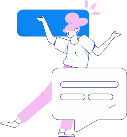 Happy woman attends video call meeting  Illustration